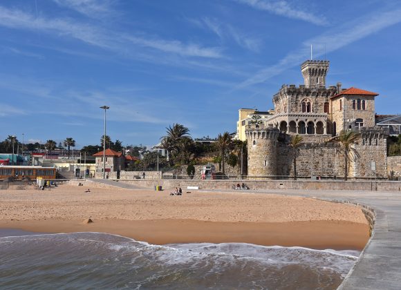 Beach and castle of Estoril, Portugal