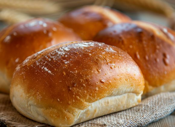 Loaf of bread on a wooden table